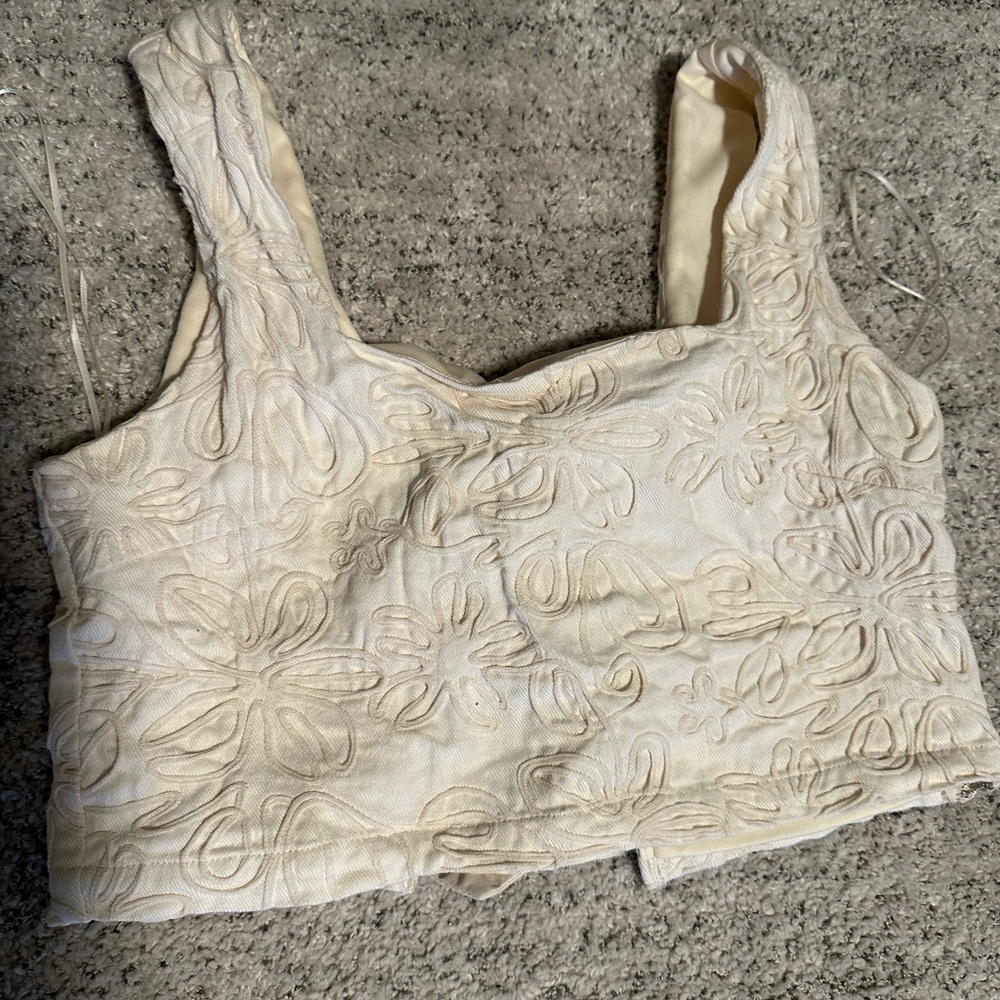 Vestique Cream Floral Women's Tank Top